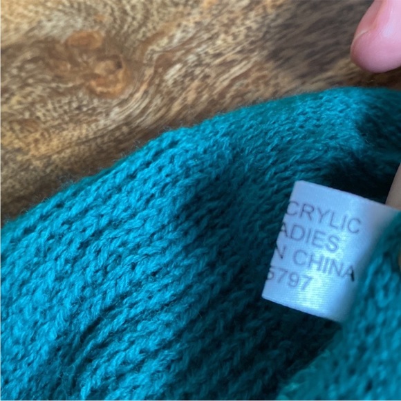 VTG 80’S Green Panda Bear Knit Knitted Pom Pom Winter Hat Beanie - Picture 12 of 14